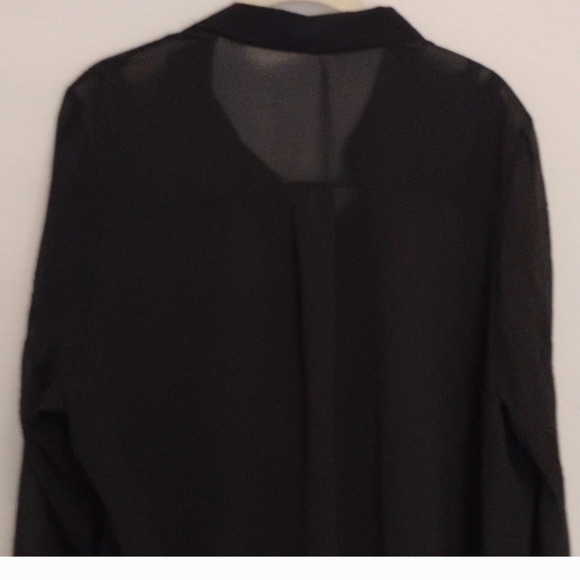 Rebecca Minkoff's Sheer black shirt with small diagonal folds. Size Small - Picture 3 of 11